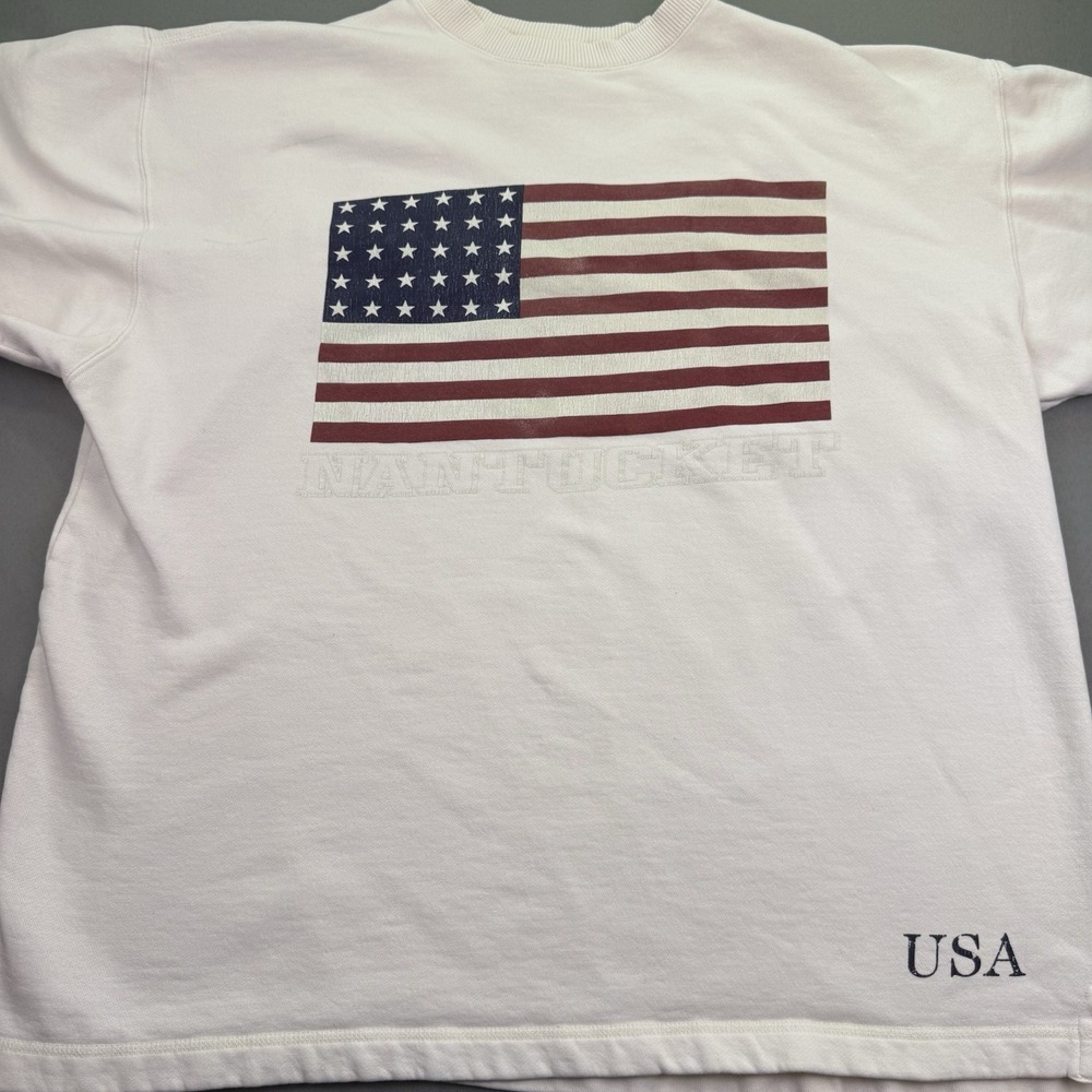 Vintage 80's Gear USA Nantucket USA Flag Crewneck Sweatshirt Women's 3/4 Sleeve